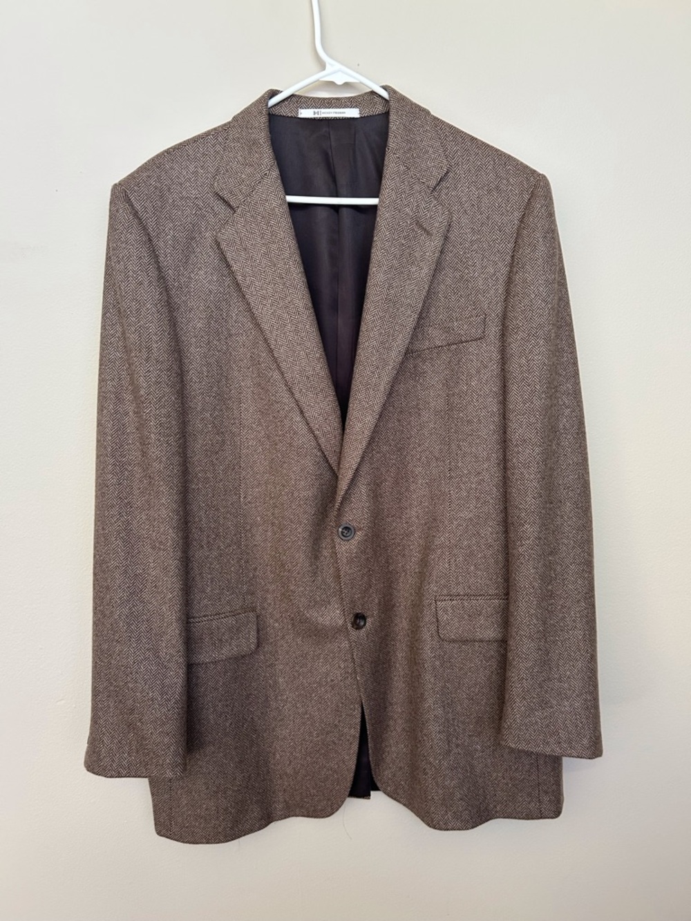 Hickey Freeman Brown Herringbone Sport Coat, Cashmere size 42L